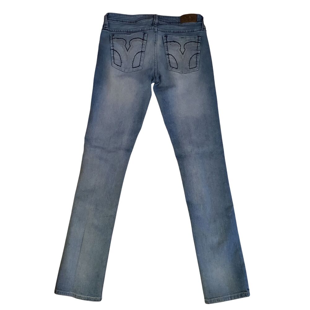 Vtg. Pepe Jeans London Jeans Size 29 Blue Denim Embroidered Skinny Faded